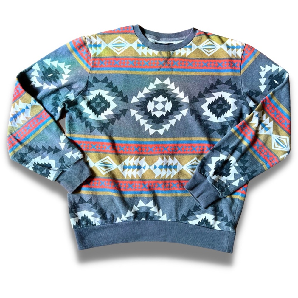 2Men Médium Tribal Aztec Print Graphic Crewneck Pullover